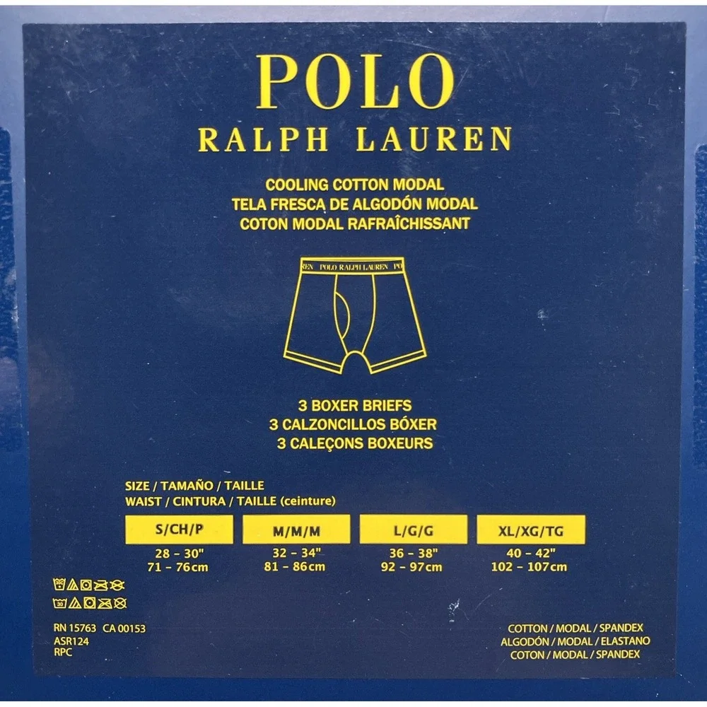 Polo Ralph Lauren Boxer Briefs Racing Bear Logo Print 3 Pack Men's Medium NEW